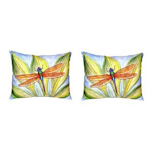 Pair of Betsy Drake Dick’s Dragonfly No Cord Pillows 16 Inch X 20 Inch
